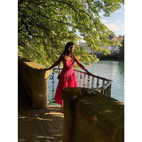 DEREK LAM COLLECTIVE Pink One-Shoulder Drop Waist Bubble Hemline Dress Size XS - Picture 11 of 14